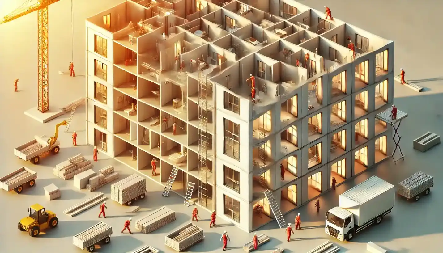 Object orientation of C# as building designed in individual elements separately